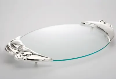Produktbild von Servierplatte Schwein / Glas 50,0 x 25,0 cm versilbert Anlaufgeschützt