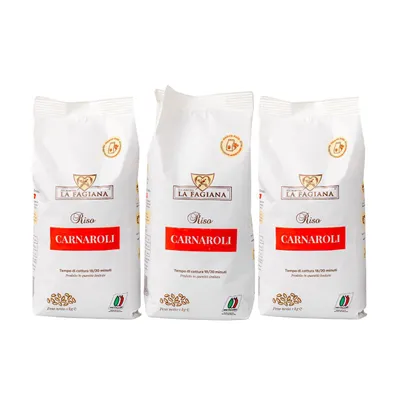 Produktbild von La Fagiana - Riso Carnaroli für Risotto 3x1 kg - Italienischer Reis aus Venetien - Ausgewählte Körner