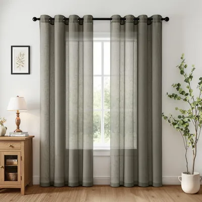 Immagine prodotto di Tende con passanti, 140 x 245 cm, 2 pezzi, color grigio scuro, per soggiorno