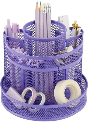 Produktbild von Unyqoos® Drehbarer Schreibtisch-Organizer 360° – Mesh-Organizer mit 5 Fächern für Stifte, Scheren & Büroklammern, Büro & Zuhause