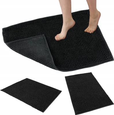 Zdjęcie produktu dla Czarny Dywanik Łazienkowy 40X60Cm Chłonny Miękki Nowoczesny Antypoślizgowy
