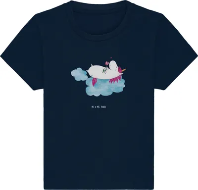 Produktbild von Mr. & Mrs. Panda Babyshirt Einhorn Verliebt 6. - 12. Monat - French Navy - Geschenk, Unicorn, Freundin, Baby Baumwollshirt, Einhörner, Liebe, Wolke,  Shirt, T-Shirt