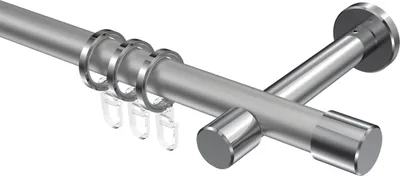 Produktbild von Interdeco Gardinenstange / Vorhangstange Silbergrau / Chrom, Typ Prestige Santo (Kappe), 20 mm Ø 1-läufig, 240 cm