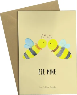Produktbild von Mr. & Mrs. Panda valentinstagskarte Biene Liebe - Gelb Pastell - Geschenk, weihnachtskarten, genesungskarte, Grußkarten, hochzeitskarten, einladungskarten, spruchkarte