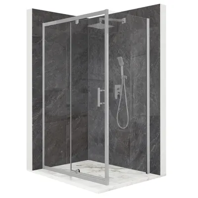 Zdjęcie produktu dla Kabina prysznicowa 100x80cm drzwi uchylne srebrna szkło ESG 6mm + powłoka
