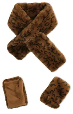 Produktbild von Omgoods – Winter-Schal- und Handschuh-Set für Damen mit Leopardenmuster