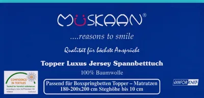 Produktbild von Jersey Topper Spannbettlaken Türkis Blau 180x200 - 200x200 cm 100% Baumwolle