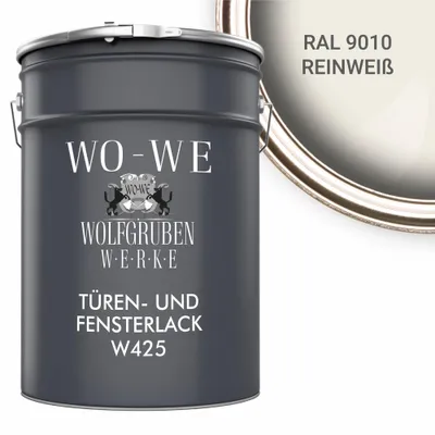 Produktbild von Türen und Fensterlack 3in1 Türenlack Klarlack Holzfenster Farbe W425 Weiß - 5L