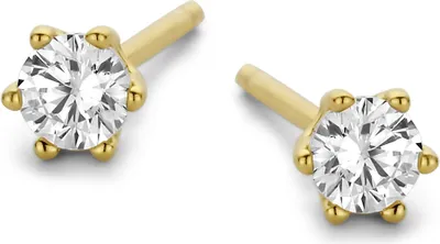 Produktbild von New bling 9NB-0593 Zilveren Oorknopjes Dames - Zirkonia - Rond - Chaton - 3 mm - Goudkleurig