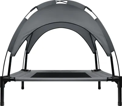 Produktbild von XMTECH Hundeliege mit Dach Hundebett Haustierbett Hundeliegeplatz aus Stoff Hundesofa Schlafplatz für Keiner Hunde bis 40 kg Indoor & Outdoor (76x61x76cm, Grau)