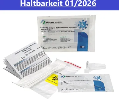Produktbild von 15x Safecare HALTBAR 02/2026 Covid-19 Antigen, Selbsttest, BfArM AT1210/21 Schnelltest Laientest Nasal Test Covit + BLT Desinfektion 30ml Test Corona