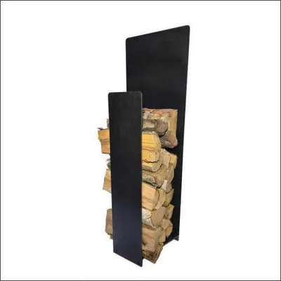Produktbild von Kaminholzständer 116x37x28 cm Schwarz aus Metall – Kaminholzregal für Brennholz, Freistehend, Modernes Loft Design