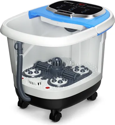 Produktbild von COSTWAY Fußbad Massagegerät mit Rollen, Elektrische Fußbadewanne Heizung und Duschemassage, Shiatsu Fußmassage Spa 10-60min Timer / 35-48℃ / 500W Blau