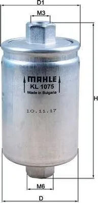 Produktbild von Kraftstofffilter MAHLE KL 1075 für LADA KALINA Schrägheck (1119) Leitungsfilter
