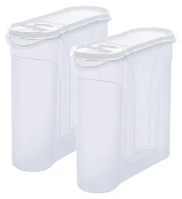 Produktbild von Novaliv Schüttdosen 2er SET Vorratsdose zum Streuen 4 Liter - Maße (LxBxH): 25,5 x 25,5 x 10 cm - Dose mit Deckel 4l für Müsli Mehl Zucker Dosen Küchen Organizer Food Box Meal-Prep-Boxen