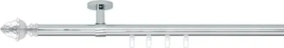 Produktbild von SN Deco Gardinenstange Innenlauf Nantes, 19 mm, 1-läufig, Stahl, Komplett-Set mit Ringen, Profildeckentrager, 240 cm, edelstahl optik