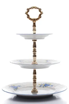 Produktbild von Etažérka, český porcelán, Bernadotte, pomněnky, Thun, 15,5 cm, 19 cm, 25 cm