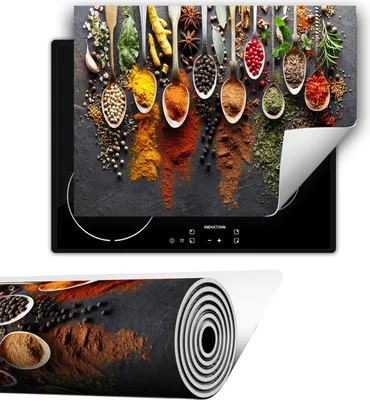 Produktbild von Herdabdeckplatte abdeckung Glaskeramikkochfeld abdeckplatte 80x52 cm Anti Rutsch Matte Aufrollbar, Gewürze Kräuter