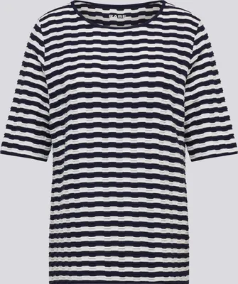 Produktbild von Rabe Damen T-Shirt Dunkelblau Größe 40 Halbarm Rundhalsausschnitt Marine-Weiß gestreift