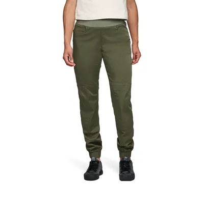Damen Trekkinghose "Notion Sp Pants" von Black Diamond in Olivgrün; mit elastischem Bund und Bündchen.