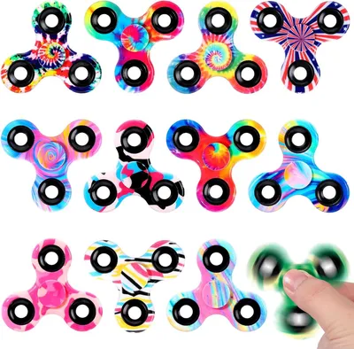 Produktbild von Fidget Spinner – Set mit 12 Stück – Mehrfarbiges, sensorisches Spielzeug für Kinder und Erwachsene – Geschenk für Geburtstage