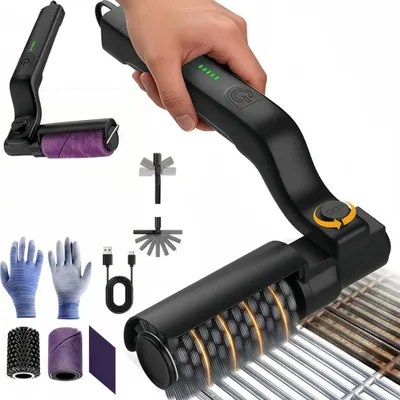 Produktbild von Elektrische Grillbürste,2600mAh,180°Einstellbar,3 Geschwindigkeiten BBQ Grillbürste,2 Ersatzköpfe,Edelstahlborstenbürste für Gas,Holzko,Keramikgrills