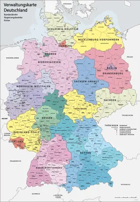 Produktbild von XXL Verwaltungskarte Deutschland DIN B1 (1000 x 700 mm ) Bundesländer, Ländergrenzen, Regierungsbezirke, Landkreise Poster (K703) Deutschlandkarte