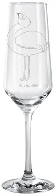 Produktbild von Mr. & Mrs. Panda Glas Flamingo Stolz - Transparent - Geschenk, Sektflöte, Freundin, Sektglas mit Gravur, Rosa, Champagnerglas, Trinkglas, Mama