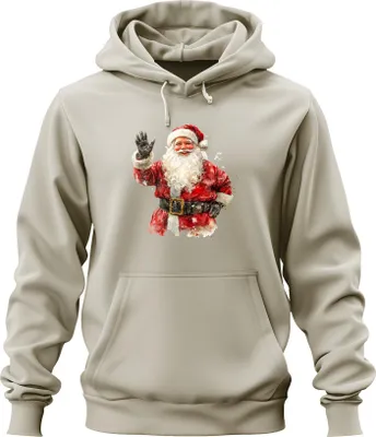 Produktbild von Weihnachtsmann Aquarell Vintage Weihnachten Geschenk rot Bart Uni Hoodie Kapuzenpullover, Natur, S