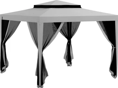 Image de Pavillon de jardin - Tente de jardin 3x3 m - Double toit - Moustiquaires sur les 4 côtés - Gris