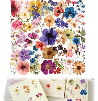 100 transparente Blumenaufkleber für Scrapbooking, 50 Designs