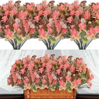Productafbeelding van Famanu Kunstbloemen, 6 stuks, rode kunstplanten - Rood
