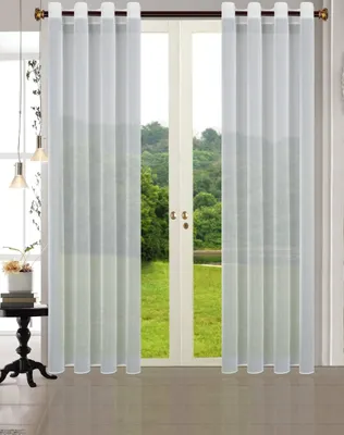 Transparente Vorhänge Set 2er-Pack, Weiß, 245x140 cm, mit Bleiband