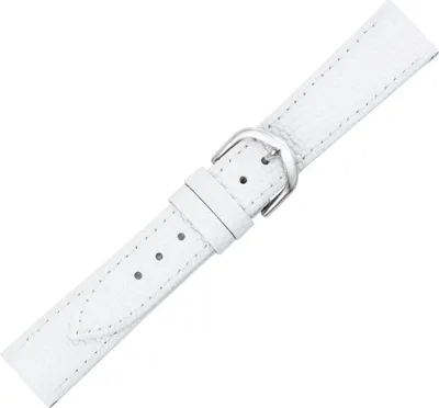 Produktbild von Minott | Uhrenarmband Kalbsleder weiß Eidechsprägung Naht flach, Stegbreite:18mm, Schließe:Silbern