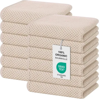 Productafbeelding van Keukenhanddoeken, katoen, 12 stuks, 32 x 72 cm, beige