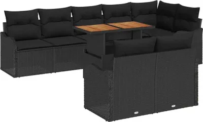 Immagine prodotto di vidaXL Set di divani da giardino con cuscini 9 pezzi Nero 100 x 55 x 73 cm