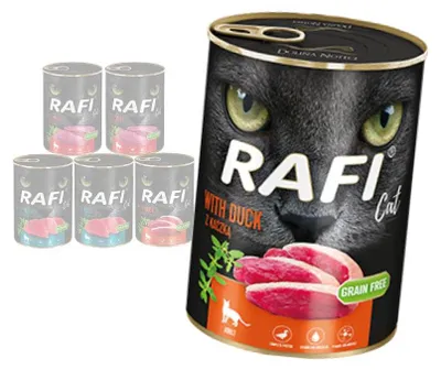 Zdjęcie produktu dla Rafi Cat Adult Bezzbożowa Mokra Karma Dla Kota Mix Smaków 6x400g Kaczka Tuńczyk Cielęcina