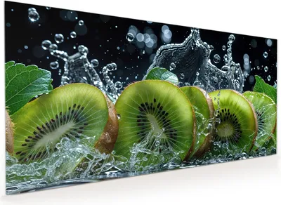 Produktbild von Küchenrückwand Spritzschutz Glas mit Motiv Kiwi und Wasser 40 x 40 cm