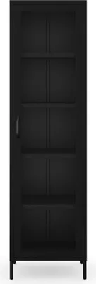 Produktbild von Vitrinenschrank Bücherschrank mit 4 Fachböden Vitrine Glitzernd Metall Schwarz