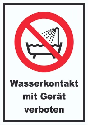 Produktbild von Wasserkontakt mit Gerät verboten Schild A4 (210x297mm)
