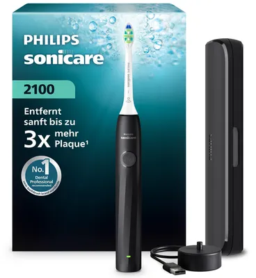 Produktbild von Philips Sonicare 2100 series 2100 HX4023/02 Wiederaufladbare Zahnbürste, Erwachsener, Schallzahnbürste, Tägliche Pflege, 31000 Bewegungen pro Minute, Schwarz, 2 min, 4 x 30 sec