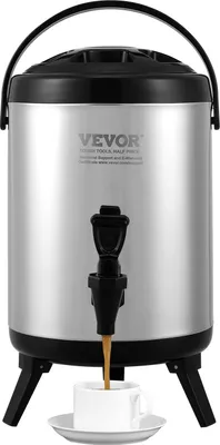 Immagine prodotto di Distributore di bevande calde e fredde Distributore di bevande da 6 litri, in acciaio inox Fontana di acqua calda e fredda Grande distributore di bevande con rubinetto per caffè, latte freddo, acqua, succo di frutta ecc. Caraffa sottovuoto per 1-2 persone