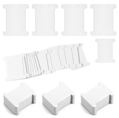 Produktbild von 200 Stück Stickgarn Aufbewahrung, Papier Bobbins Karten, Stickgarnspulen, Organizer, Garnhalter, Zubehör, Spulen für Kreuzstichstickereien, Baumwollgarn (Weiß)