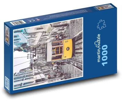 Zdjęcie produktu dla Puzzle 1000 Żółty tramwaj w mieście - martinpuzzle