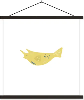 Produktbild von MuchoWow® Textilposter Pastell - Fisch - Gelb 40x40 cm mit schwarzem Rahmen - Fotos