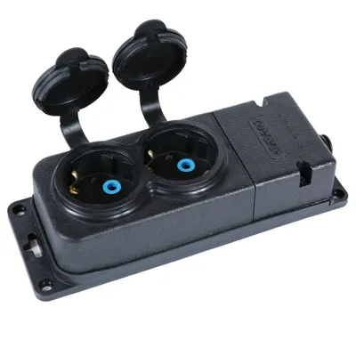 Produktbild von Verteiler-Steckdosenleiste 2-Fach schwarz IP44 Steckdosenverteiler