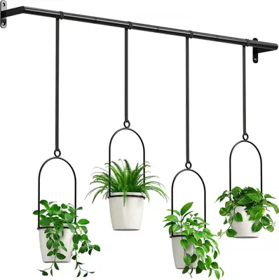 Produktbild von Set aus 4 hängenden Blumentöpfen mit Melamin-Blumentopf-Hängepflanzern für Innen- und Außendecken, Balkone - Bomclap