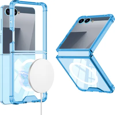 Produktbild von Hülle für Samsung Galaxy Z Flip 7 Transparente Stoßfest Schutzhülle, Kompatibel mit Magsafe, mit Displayschutz Blau