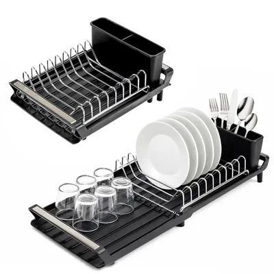 Image de Égouttoir à vaisselle, range-vaisselle peu encombrant pour la cuisine, petit égouttoir avec égouttoir, convient pour les assiettes, les tasses et la vaisselle