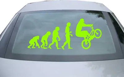 Produktbild von Indigos UG - Aufkleber Heckscheibe & Motorklappe DE7029 - neongrün - 600x252 mm - Evolution Fahrrad - Auto Scheiben Fenster Heckklappe Tuning Racing JDM - Die cut